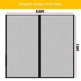 Garage Door Screen for 1 Car Garage Doors 8x7FT- Reinforced Fiberglass Door Screen,Stronger High Energy Magnets ， Magnetic Screen Door