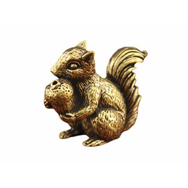 FANBODTA Vintage Bronze Squirrel Statue - Solid Copper Desk Decor, Paperweight, Tea Pet & Incense Holder, Hand-Polished Gift for Home Office (41mm)