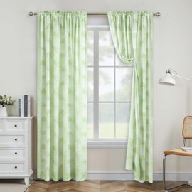 Leeva - Paneles de cortina con estampado de hojas transparentes de 96 pulgadas de largo, decoración del hogar, bolsillo para barra, aireado, ligero, elegante, tratamientos de ventana para recámara,