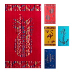 jilda-tex Beach Towel 90 x 165 cm Bath Towel Beach Towel Bath Sheet Beach Towel 100% Cotton XXL (Red Pineapple)