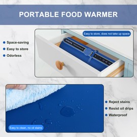 Upgraded Food Warming Mat – Heats in Just 10s, 9 Adjustable Temps, 6-Hour Auto Shut-Off, Child Lock Safety, Foldable & Portable – Perfect for Buffets, Parties & Daily Use (32 * 15,Blue)