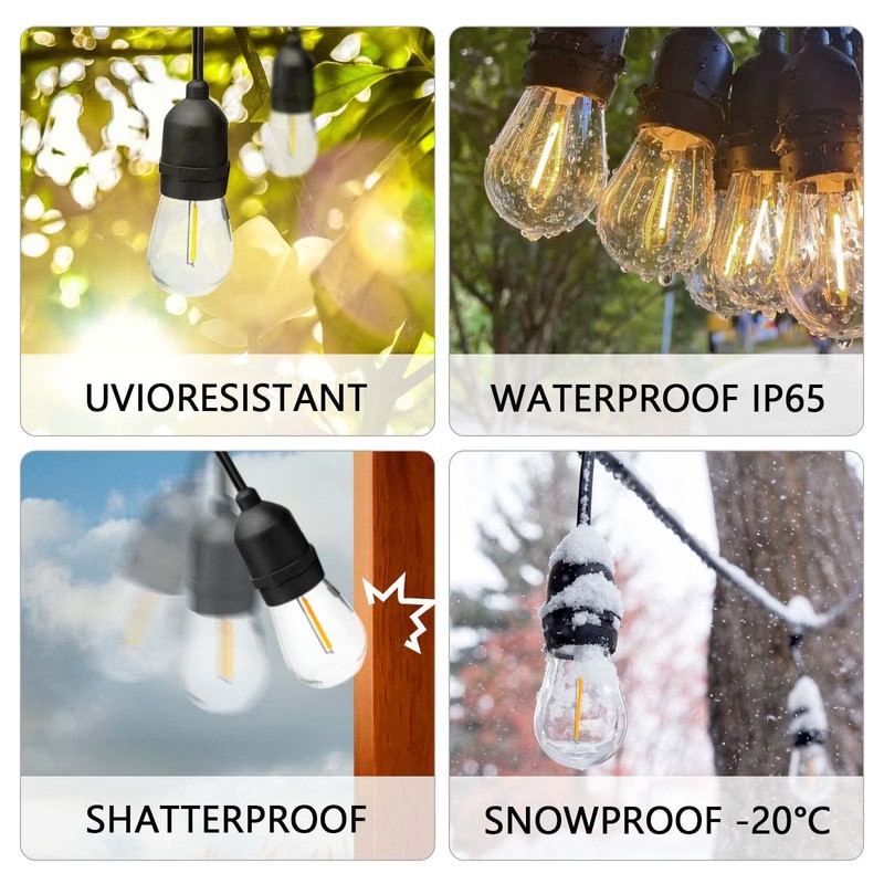 Visther 24-Pack String Light Bulbs, S14 Outdoor Waterproof Replacement Bulb,