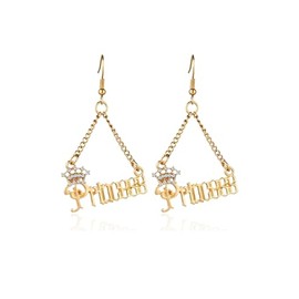 Women’s Crystal Princess Dangle Drop Earrings Dainty Crown Dangling Chain Cocktail Earrings Party Jewelry, Zinc, No Gemstone