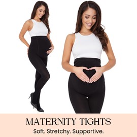 OVISSA Maternity Thick Tights Women Pregnancy Cotton Thick Black Tights 600 DEN Opaque Stirrup Adjustable Waist with Button Ultra Thick High Waisted Pantyhose for Winter, Size XL