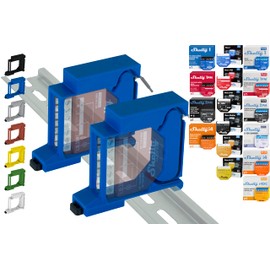 DIN Rail Holder "Single" for 18 Shellys: 1 Gen3, 1PM Gen3, 2PM Gen3, i4 Gen3, Plus 1, Plus 1PM, Plus 2PM, Plus i4, Plus 0-10V Dimmer, Wave 1, Wave 1PM, Wave 2PM, Wave Shutter, Wave i4 (2x Blue)