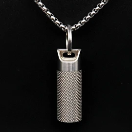 Small Pill Box Titanium Pill Fob Necklace Nitro Mini Waterproof Pill Holder Lightweight Survival Case Keychain Pill Case Necklace for Men & Women Stocking Stuffers Christmas Gifts