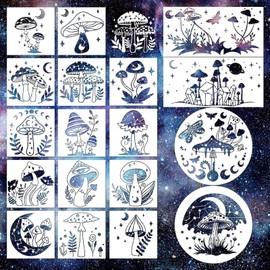 FEISHIONG Mushroom Drawing Stencils Set, 19 Pieces, 30.5 cm/15.2 cm, Reusable Templates for Wood Wall Fabric Painting