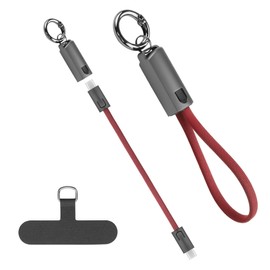 YACSEJAO 20cm/0.6ft Mini Keychain USB C to USB C Cable,60W PD Fast Charging&Data Transfer Portable Type C Charger Cable with Carabiner for Phone, Mobile Power,Laptop (Red)
