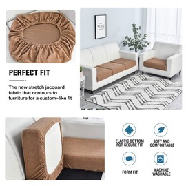 Seat Seat Cushion Covers High Stretch Individual Sofa Slipcovers L Shape Couch Cushion Covers 3/2/1 Seater Sofa Covers Featuring Jacquard Textured Twill Fabric (Color : E, Size : 95-135cm(37-53in))