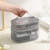 Gripebao Double Layer Makeup Bag, Mesh Cosmetic Bag with Handle,