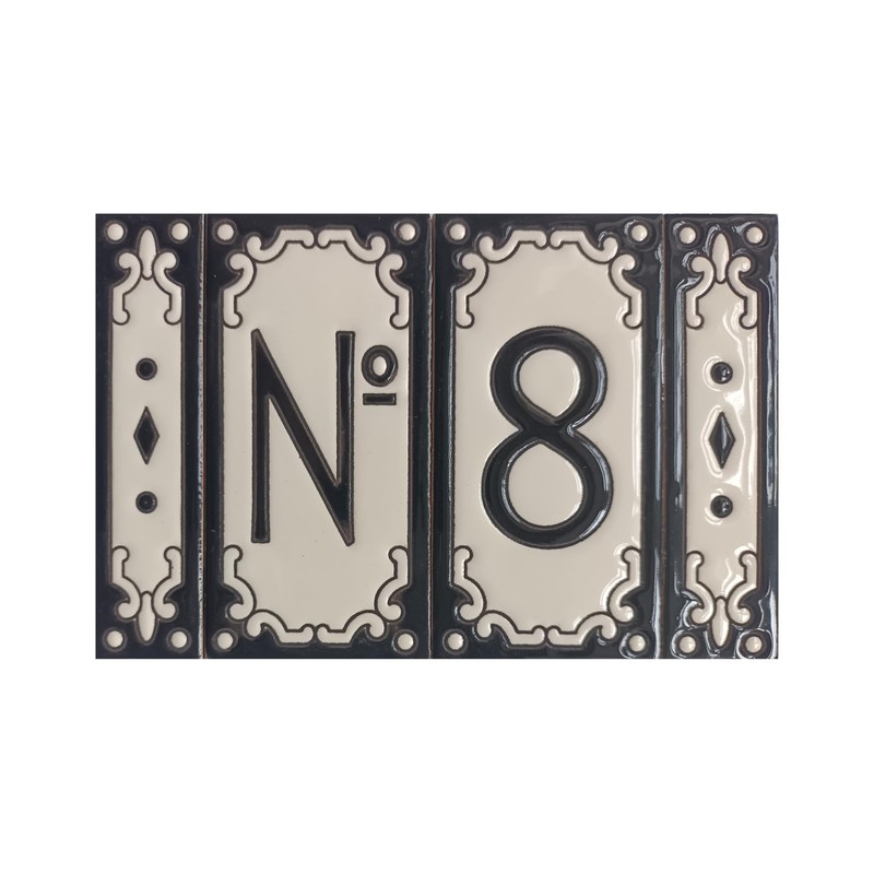 Jacho Black Hand-Painted Number and Letter Tiles 11 x 5.5