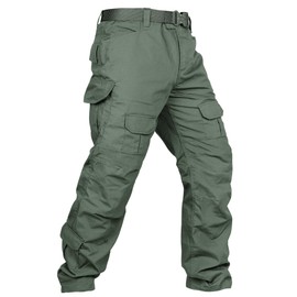 MERJAZ Men's Hiking Pants Water Resistant Tactical Pants Breathable Ripstop Work Cargo Pants with 10 Pockets Army Green 36