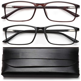 Blue Light Blocking Reading Glasses - 2 Pack Computer Readers 2.75x for Women Men Eyeglasses,Reduce Eyestrain,Lightweight Rectangle Frame Spring Hinge