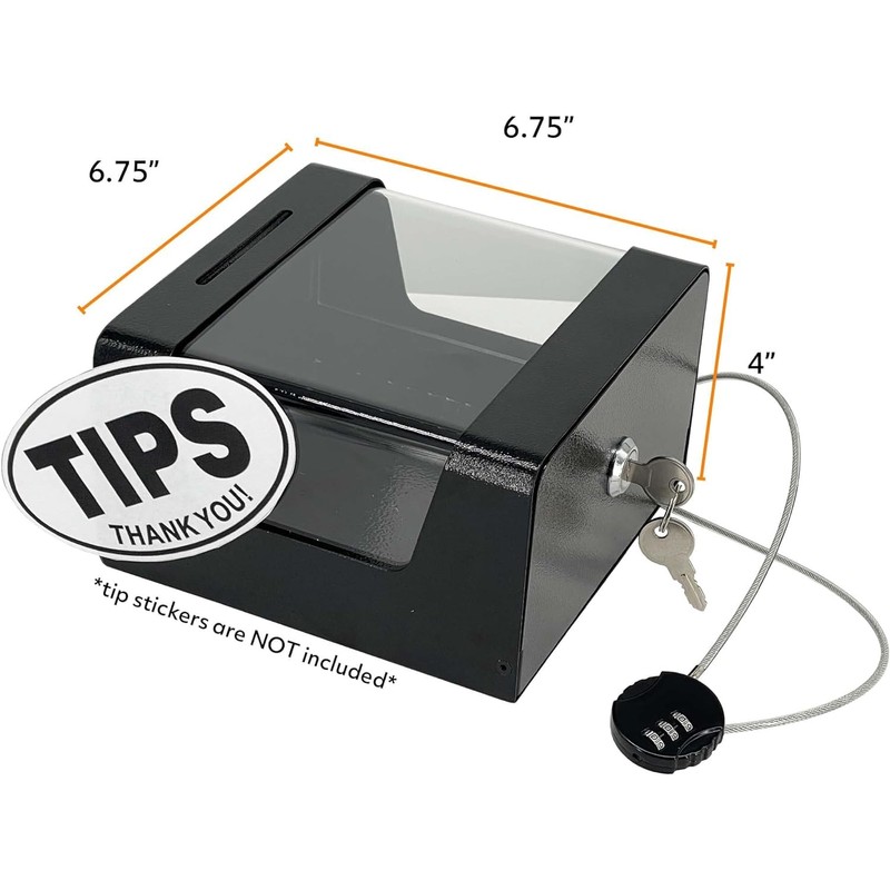 Steel Locking Tip Box - Heavy Duty Secure Tip Jar