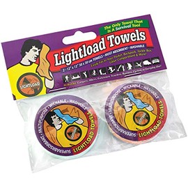 Lightload Towels Compressed for Easy Travel and Storage Superabsorbent Quick Dry Multiuse 12x12 .2 oz. (2 Pack)