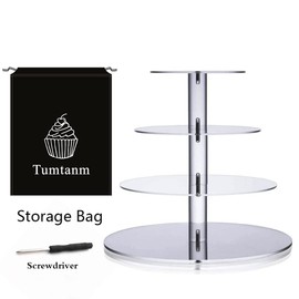 Tumtanm 4 Tier Round Cupcake Stand,Pastry Tower Stand for Holiday Wedding Birthday Party