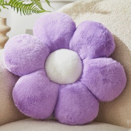 Vdoioe Purple Flower Pillow，Flower Shaped Throw Pillow 15.7In Daisy Floor Pillow Cushion Cute Flower Seating Cushion Home Decorative Pillows for Sofa Couch Bed