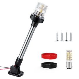 SETYPARY 12 Inches Anchor Light Boat Stern Light Waterproof IP67, White Fold Down Marine Navigation Lights for Boats LED for Pontoon, Jon Boat and Bass Boats (12-24V)