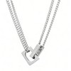 MAHONLIEN Silver Square Necklace for Men Stainless Steel Jewelry