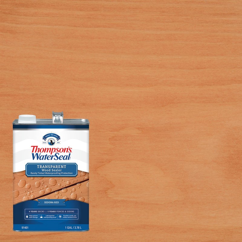 Thompson’s WaterSeal Transparent Waterproofing Wood Stain and Sealer, Sedona Red,