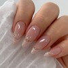 24 PCS Almond Medium Fake Nails,French Tip Press on Nails,