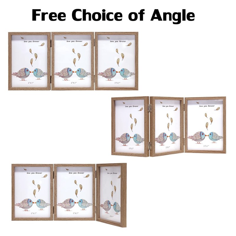 3 Picture Frame 5x7 Triple Hinged MDF Wood Grain with