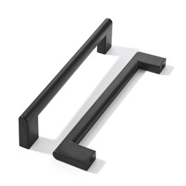 khtumeware 5 Inch Hole Center 6 Pack Matte Black Cabinet Pulls Heavy Duty Solid Kitchen Drawer Handle, Hardware for Bathroom, Drawer, Cabinet, Door Cabinet