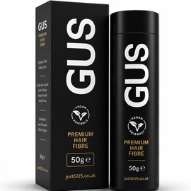 GUS 50g Hair Fibres for Men & Women – Instant Thickening Powder for Thinning Hair, Vegan Cotton Formula, Black