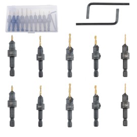 oupados 10 pcs Countersink Drill Bit Set Metal,Wood Drill Bits with Storage Box for Woodworking Counter Sink Drill Bits