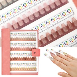 C12rtive 144 Magnetic Nail Color Book,Leather Magnetic Color Display Book with 144PCS Magnetic Tips & 1-144 Number Labels,Perfect for Nail Polish Nails Art Design(Pink)