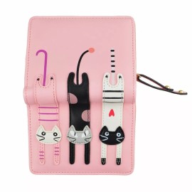 BlastCase Girl's Short Cute Cat Purse, Buckle Zipper Cartoon Wallet, Small Clutch Handbag