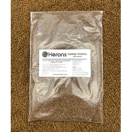 HERONS - Catfish Pellets, 2mm Premium Quality Fish Food, For all Catfish and Bottom-Feeders, Rich in Amino and Omega-3 Fatty Acids, Suitable for Everyday Feeding - 200 Grams