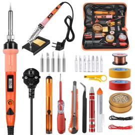 SREMTCH Soldering Iron Set, 80 W Soldering Iron with LCD Screen (200 °C - 450 °C), 20-in-1 Soldering Set with On/Off Switch and Adjustable Temperature Button, Pro Quick Heating Ceramic Thermostat