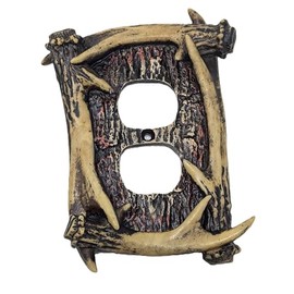 Rustic Antler Wall Plate Covers - Decorative Light Switch & Outlet Plates for Cabin, Lodge & Hunting-Themed Décor (Single Switch, Double Switch, Outlet Cover) (637835)