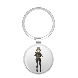 BKR Graphics Military Anime Girl Metal Double Sided Key Chain Keychain