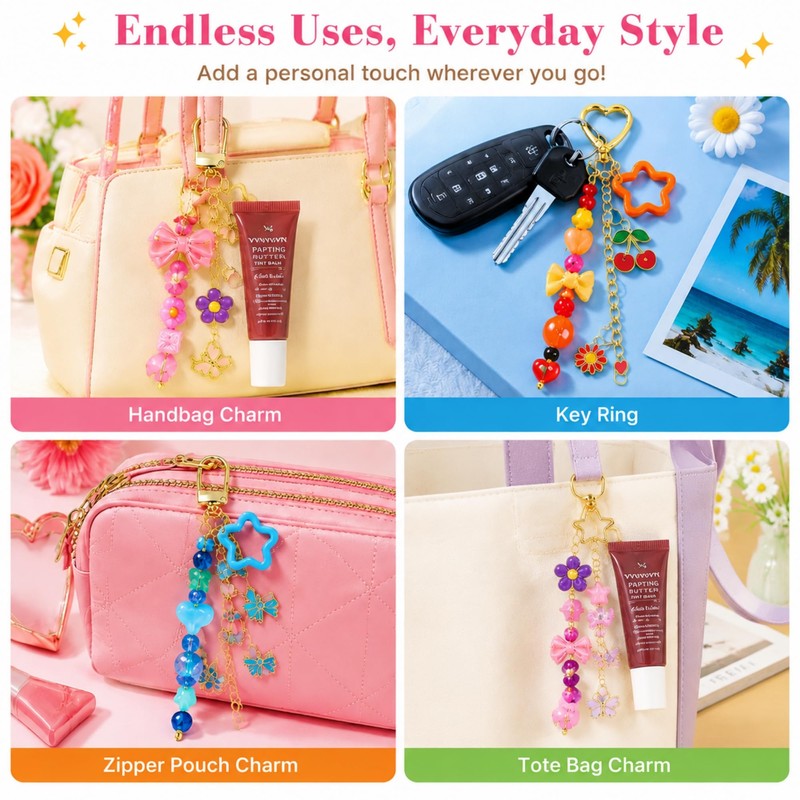 Metacipher 480 Pcs Keychain Making Kit with Alphabet Beads, Charms