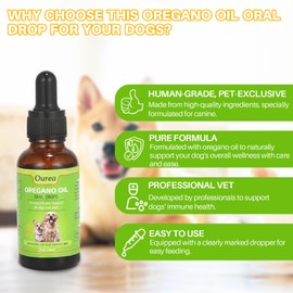 Oregano Oil Oral Drops for Pets, Immune Health Support for Dogs and Pups, Natural Cleansing Compounds for Healthy Coat, Skin and Overall Well-Being, Mediterranean Organic Oregano Oil for Dogs, 1 fl oz