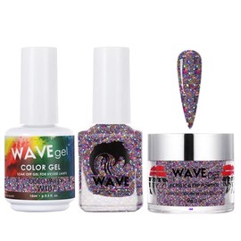 WAVEGEL Soak-Off Gel, Nail Lacquer & Acrylic/Dip Powder Matching Set - Simplicity Collection - #W107 Disco Party