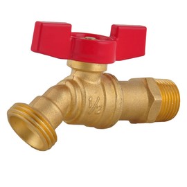 Male Hose Bibb 1/2" MIP × 3/4" MHT with 1/4-Turn Water Hose Shut Off Valve, Hreaded Garden Hose Outlet Ideal for Gardens, patios, Boiler Drain (1-Pack)