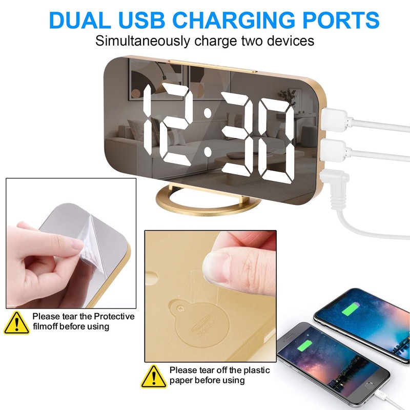 U-picks Digital Alarm Clock, 6.5" Large LED Display with Brightness