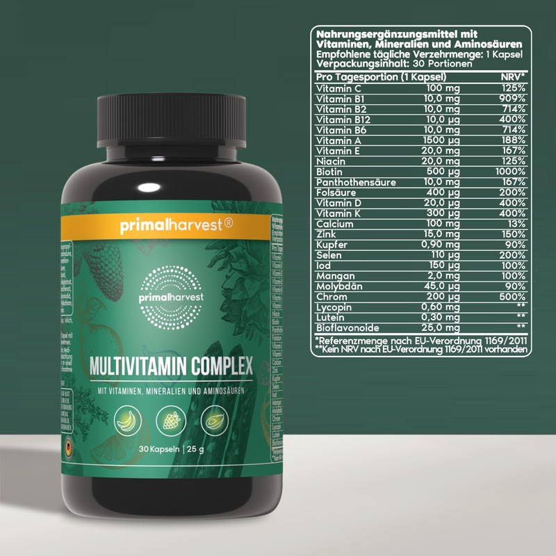 Primal Multivitamin Daily Supplement, Gluten Free, Vegetarian