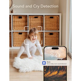 nooie Baby Monitor with Crying Detection, Camera and Audio 1080P Night Vision Motion and Sound Detection 2.4G WiFi Home Security Camera for Baby Nanny Elderly and Pet Monitoring, Works with Alexa