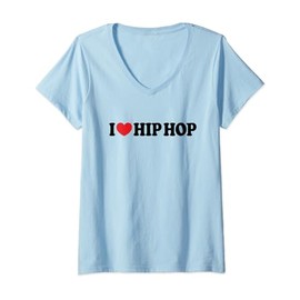 Womens I Love Hip Hop I Heart Hip Hop V-Neck T-Shirt