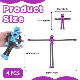 Fidget Toys for Kids, 4Pcs Tube Robot Toy Stretchy Toys Sensory Fidget Toys Toddler Airplane Travel Toys Toddler Toys Shape Shifting Toy Sensory Toys Bath Toys for Toddler Kids Boys Girls