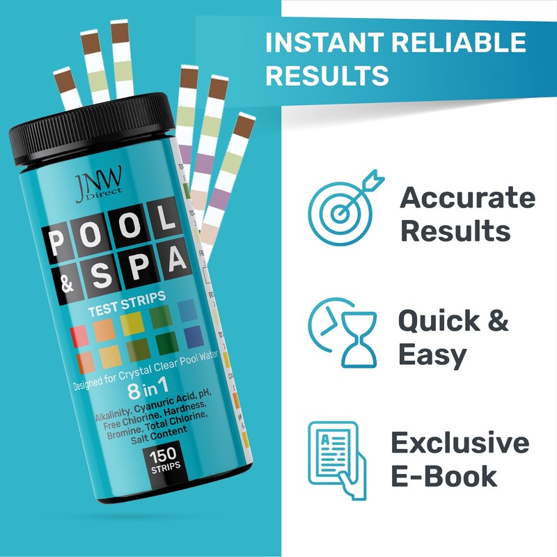 Pool Test Strips 8-in-1, 150 Quick and Accurate Pool and