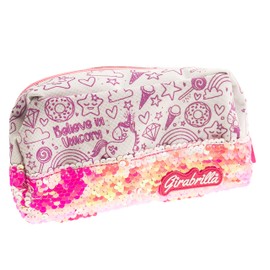 Girabrilla Unicorn Striped Sequin Pencil Case with Accessories