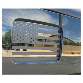 Rear Middle Window American Flag Decal for Jeep Gladiator JT 2020-2025 Truck Back Center Sliding Window Glass USA Flag Vinyl Sticker(Matte Black)
