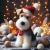Single Luxury Wire Fox Terrier Christmas Card (XKN)