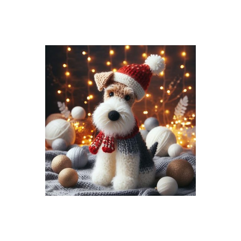 Single Luxury Wire Fox Terrier Christmas Card (XKN)