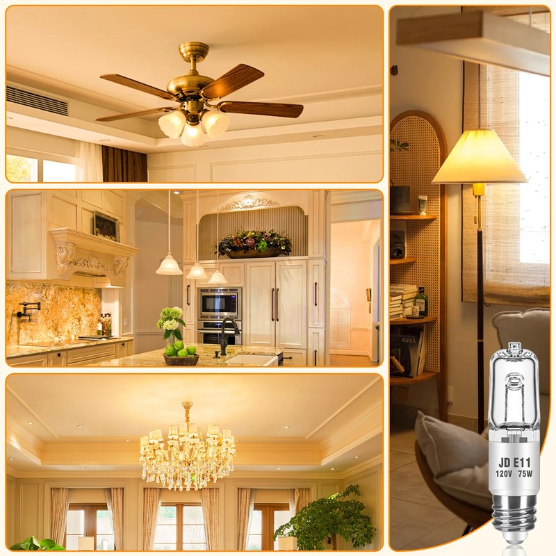 Blakapoo JDE11 120V 100W Halogen Light Bulbs, T4 Mini Candelabra